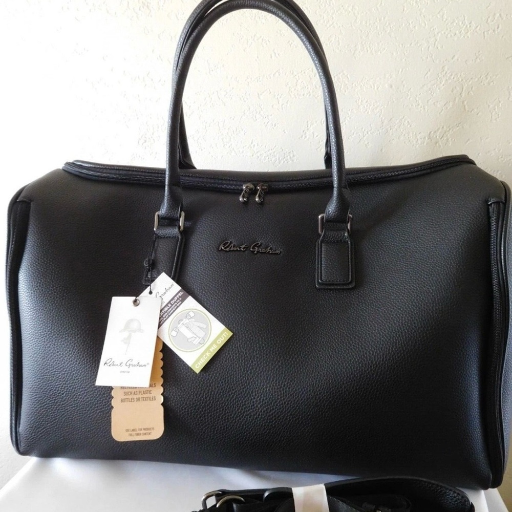 NEW! Robert Graham Black Convertible Weekender Bag - Picture 7 of 8